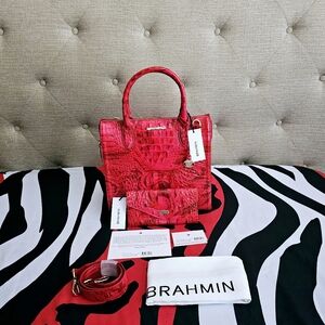 NWT Brahmin RED FLARE Caroline w/Veronica Wallet